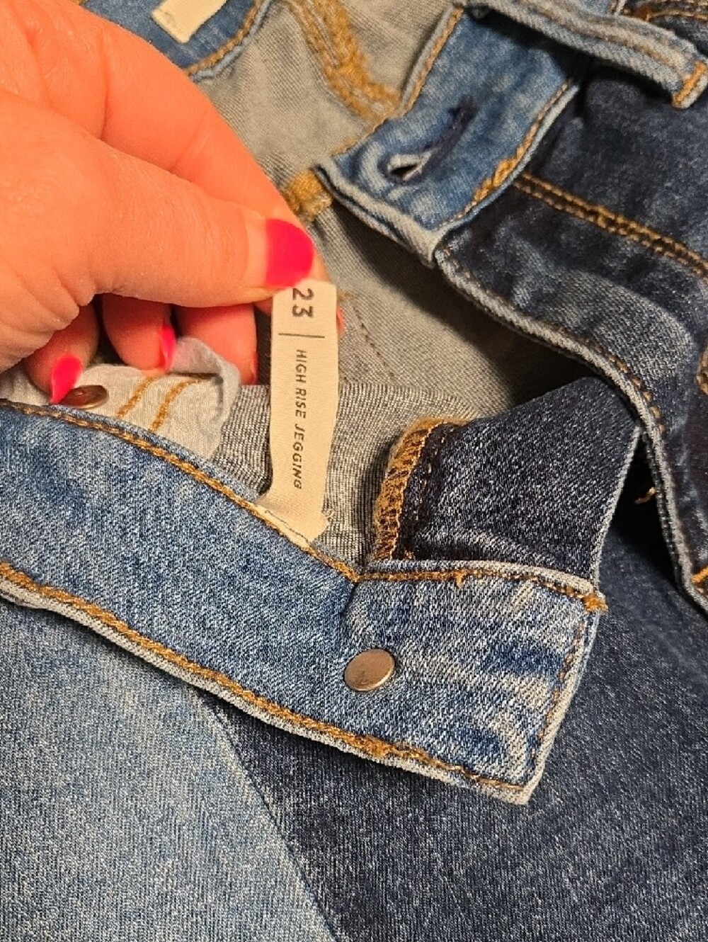 PacSun Two-Tone Blue Patchwork Skinny Jeans - Picture 3 of 5